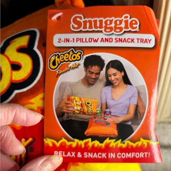 Snuggie 2-in-1 Pillow and Snack Tray Cheetos Flamin' Hot 2 Drinks Holders,Tray - Picture 4 of 12